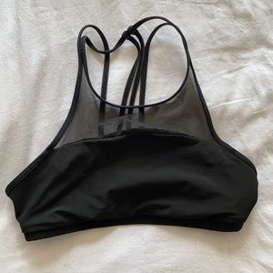 High-neck mesh sports bra